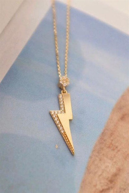 Solid Gold Lightning Necklace | 14K (585) | 1.96 gr