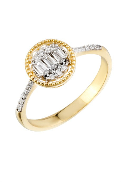 Bague baguette en or massif avec pierres précieuses | 14K (585) | 2,21 grammes