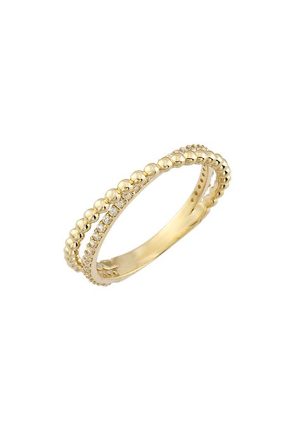 Solid Gold Gemstone Beaded Ring | 14K (585) | 2.30 gr