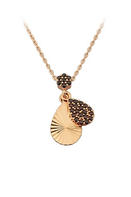 Solid Gold Black Gemstone Drop Necklace | 14K (585) | 1.78 gr