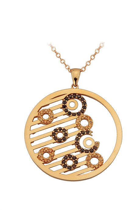 Solid Gold Black Gemstone Circle Necklace | 14K (585) | 4.82 gr