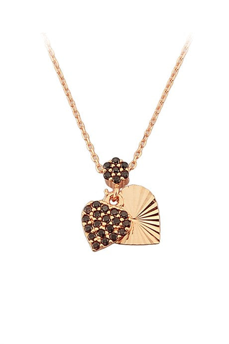 Solid Gold Black Gemstone Heart Necklace | 14K (585) | 1.74 gr