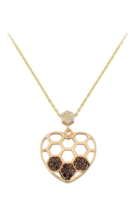 Solid Gold Black Gemstone Heart Necklace | 14K (585) | 2.16 gr