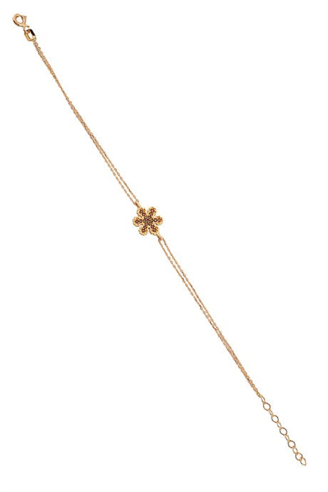 Solid Gold Black Gemstone Snowflake Bracelet | 14K (585) | 1.64 gr
