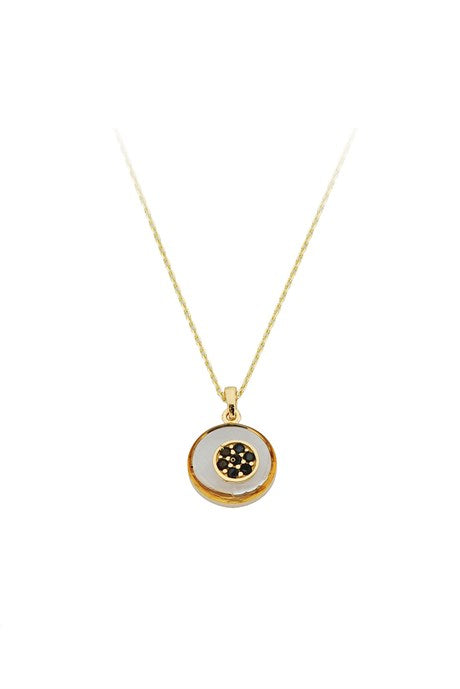 Solid Gold Black Gemstone Necklace | 14K (585) | 1.75 gr