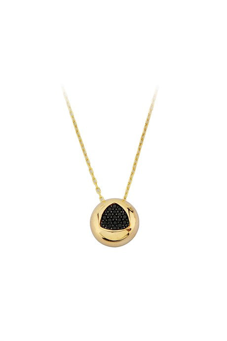 Solid Gold Black Gemstone Necklace | 14K (585) | 2.38 gr