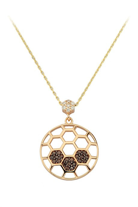 Solid Gold Black Gemstone Honeycomb Necklace | 14K (585) | 2.25 gr