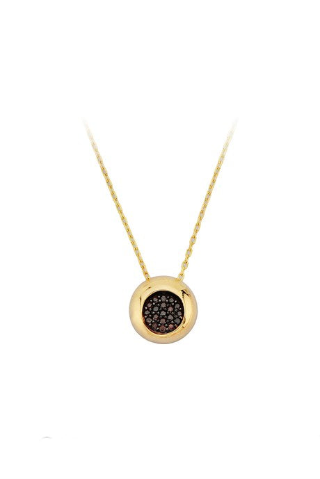 Solid Gold Black Gemstone Design Necklace | 14K (585) | 2.36 gr