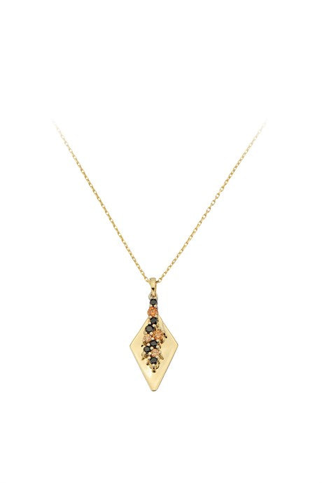 Solid Gold Black Gemstone Design Necklace | 14K (585) | 1.99 gr