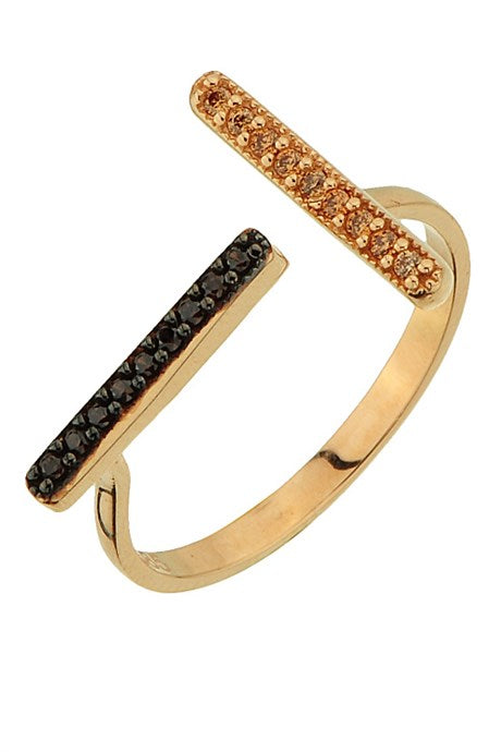 Solid Gold Black Gemstone Design Ring | 14K (585) | 2.28 gr | Adjustable Ring