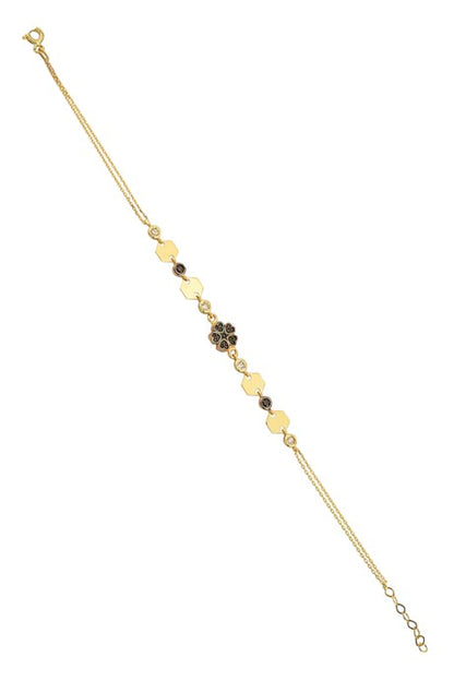 Solid Gold Black Gemstone Clover Bracelet | 14K (585) | 2.87 gr