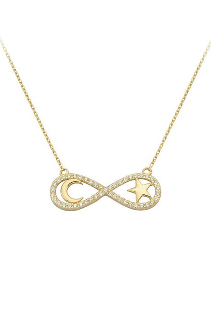 Solid Gold Infinity Moon Star Necklace | 14K (585) | 2.01 gr