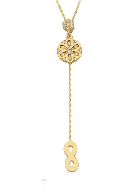 Solid Gold Infinity And Flower Necklace | 14K (585) | 2.38 gr