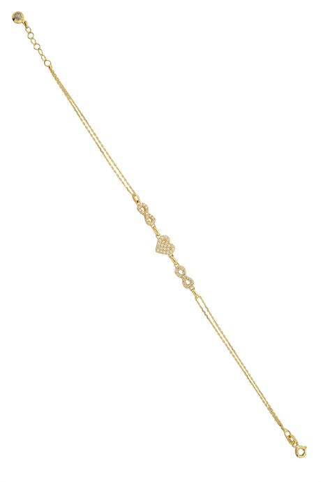 Solid Gold Infinity And Heart Bracelet | 14K (585) | 2.46 gr