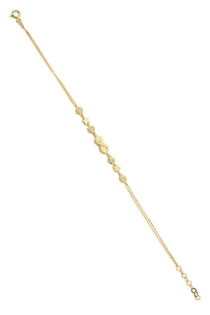 Solid Gold Infinity And Star Bracelet | 14K (585) | 2.58 gr