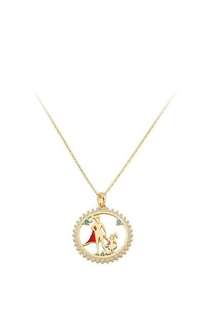 Solid Gold Super Mom And Kid Necklace | 14K (585) | 2.25 gr