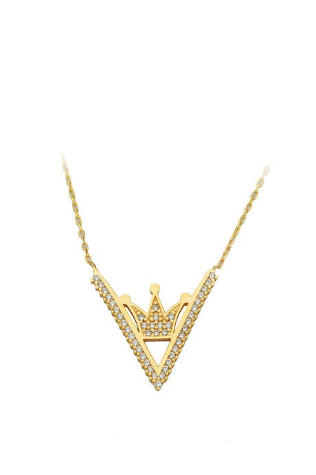 Solid Gold Crown Necklace | 14K (585) | 2.38 gr