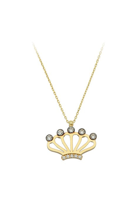 Solid Gold Crown Necklace | 14K (585) | 2.22 gr