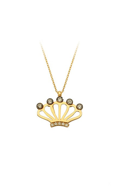 Solid Gold Crown Necklace | 14K (585) | 2.05 gr