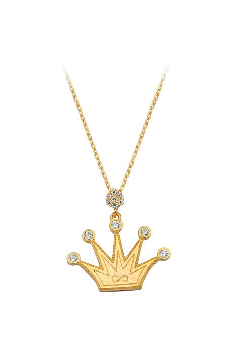 Solid Gold Crown Necklace | 14K (585) | 2.85 gr