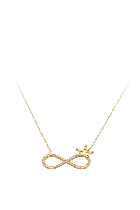 Collar infinito con corona de oro macizo | 14K (585) | 2,00 gramos