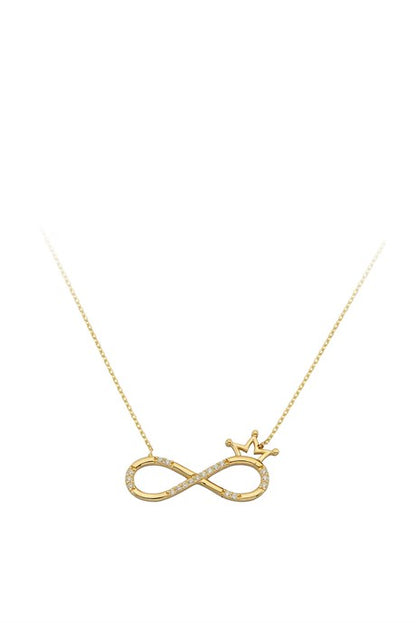 Collar infinito con corona de oro macizo | 14K (585) | 2,00 gramos