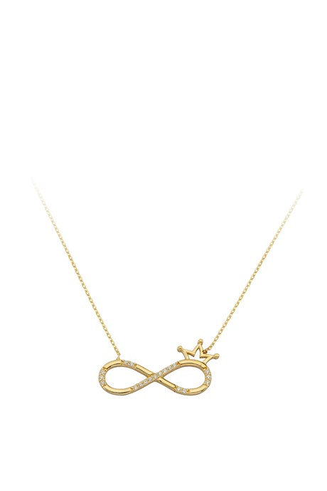 Solid Gold Crown Infinity Necklace | 14K (585) | 2.00 gr