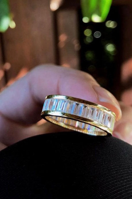 Solid Gold Full Eternity Baguette Gemstone Ring | 14K (585) | 3.61 gr