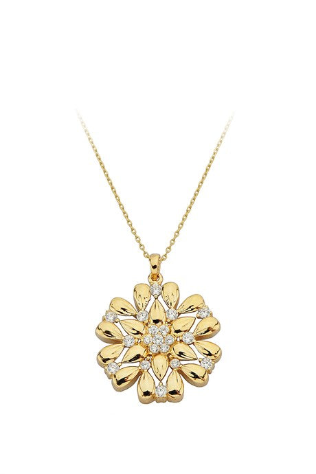 Solid Gold Design Flower Necklace | 14K (585) | 3.67 gr