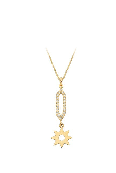 Solid Gold Design Flower Necklace | 14K (585) | 1.91 gr