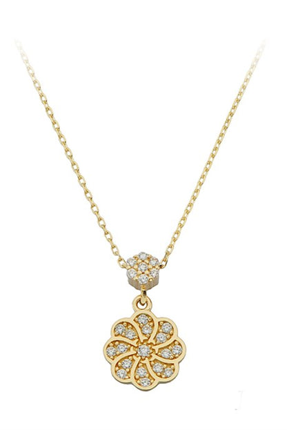Solid Gold Design Flower Necklace | 14K (585) | 1.70 gr