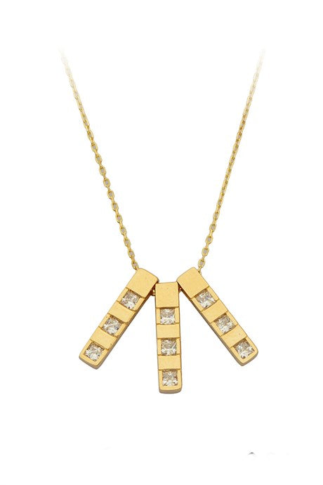 Solid Gold Design Stick Necklace | 14K (585) | 2.84 gr