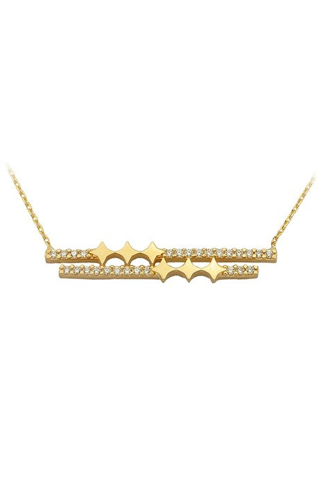 Solid Gold Design Stick Necklace | 14K (585) | 2.11 gr