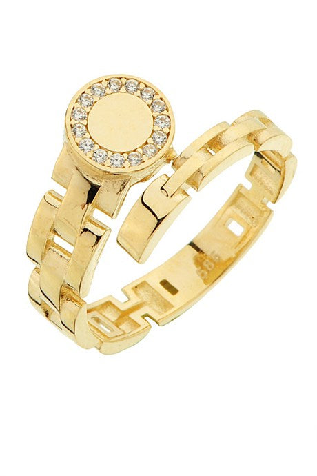 Solid Gold Design Circle Ring | 14K (585) | 2.73 gr | Adjustable Ring