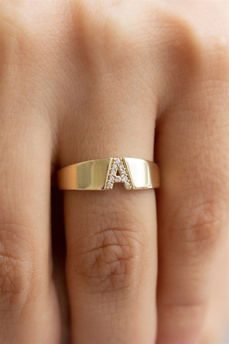 Solid Gold Design Letter Ring | 14K (585) | 2.25 gr