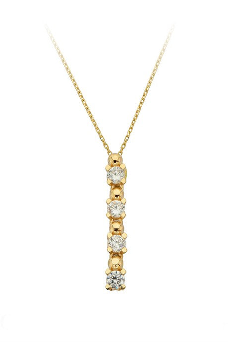 Solid Gold Design Gemstone Necklace | 14K (585) | 1.85 gr