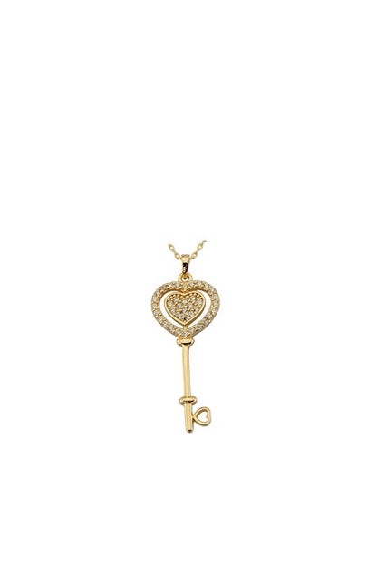 Solid Gold Gemstone Key Necklace | 14K (585) | 2.05 gr