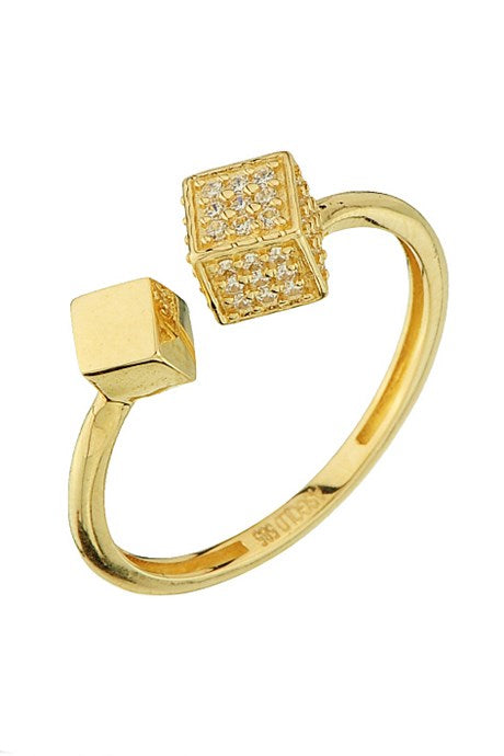 Solid Gold Gemstone Ring | 14K (585) | 2.27 gr | Adjustable Ring