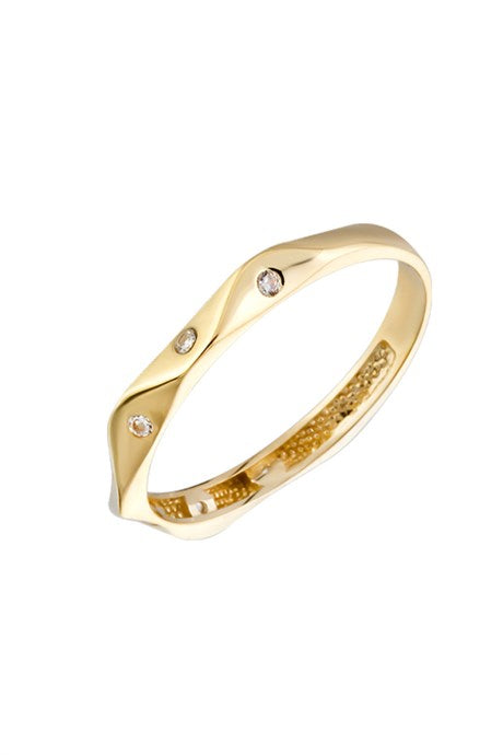 Anillo de alianzas de boda con barrena de piedras preciosas de oro macizo | 14K (585) | 1,27 gramos