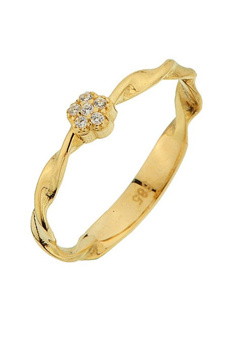 Solid Gold Gemstone Auger Ring | 14K (585) | 1.50 gr