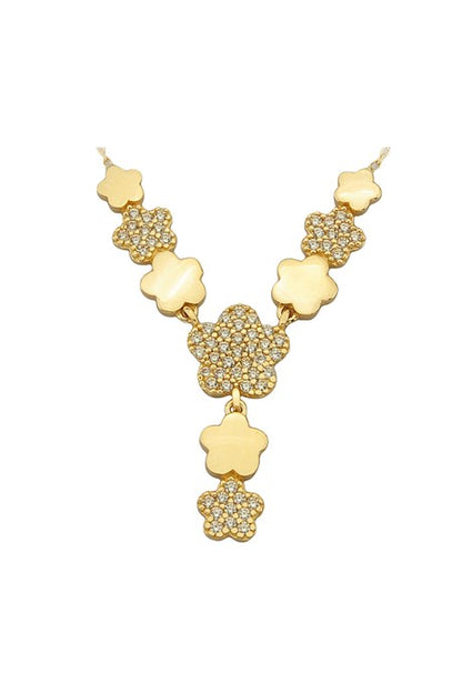 Collar de flores de piedras preciosas de oro macizo | 14K (585) | 3,27 gramos