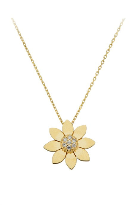 Solid Gold Gemstone Flower Necklace | 14K (585) | 1.96 gr