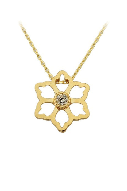 Collier fleur de pierres précieuses en or massif | 14K (585) | 1,71 g