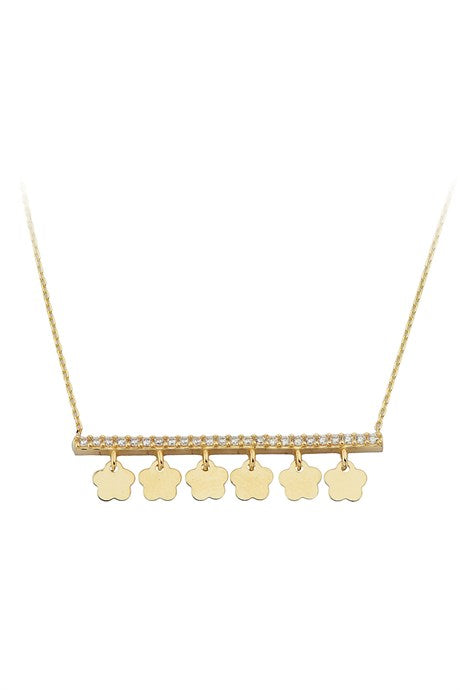 Solid Gold Gemstone Flower Necklace | 14K (585) | 2.63 gr