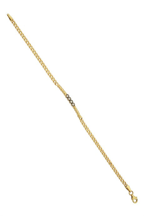 Solid Gold Gemstone Stick Bracelet | 14K (585) | 3.16 gr