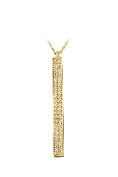 Solid Gold Gemstone Stick Necklace | 14K (585) | 1.93 gr