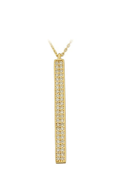 Collier bâton de pierres précieuses en or massif | 14K (585) | 1,93 g