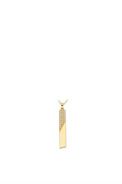 Solid Gold Gemstone Stick Necklace | 14K (585) | 2.15 gr