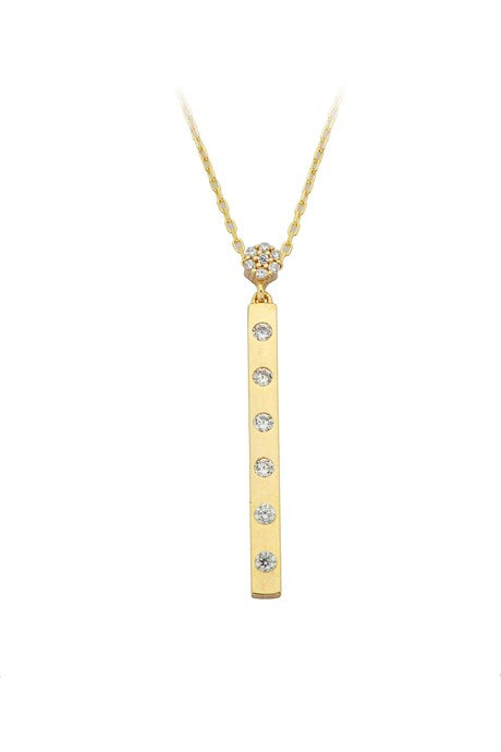 Solid Gold Gemstone Stick Necklace | 14K (585) | 2.38 gr