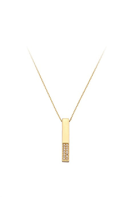 Solid Gold Gemstone Stick Necklace | 14K (585) | 2.07 gr